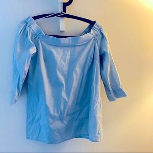 Lila rose off shoulder blue blouse